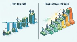 difference between a flat tax rate and progressive tax rate